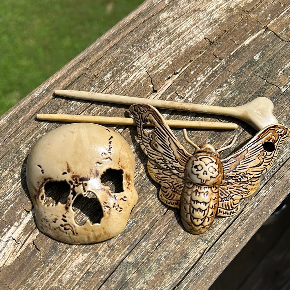 Skull and Moth Hair Accessories